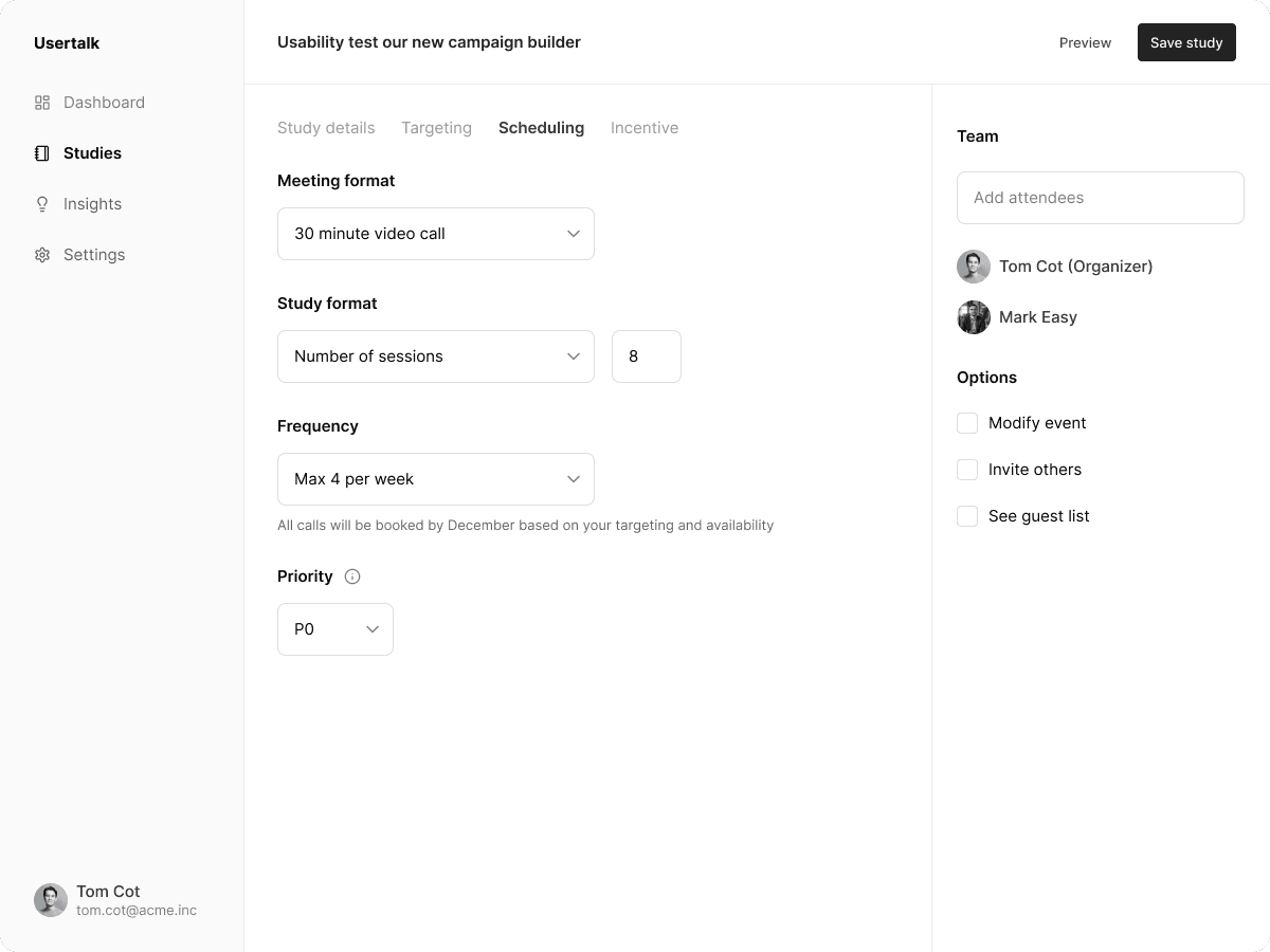 Create and publish new studies in minutes